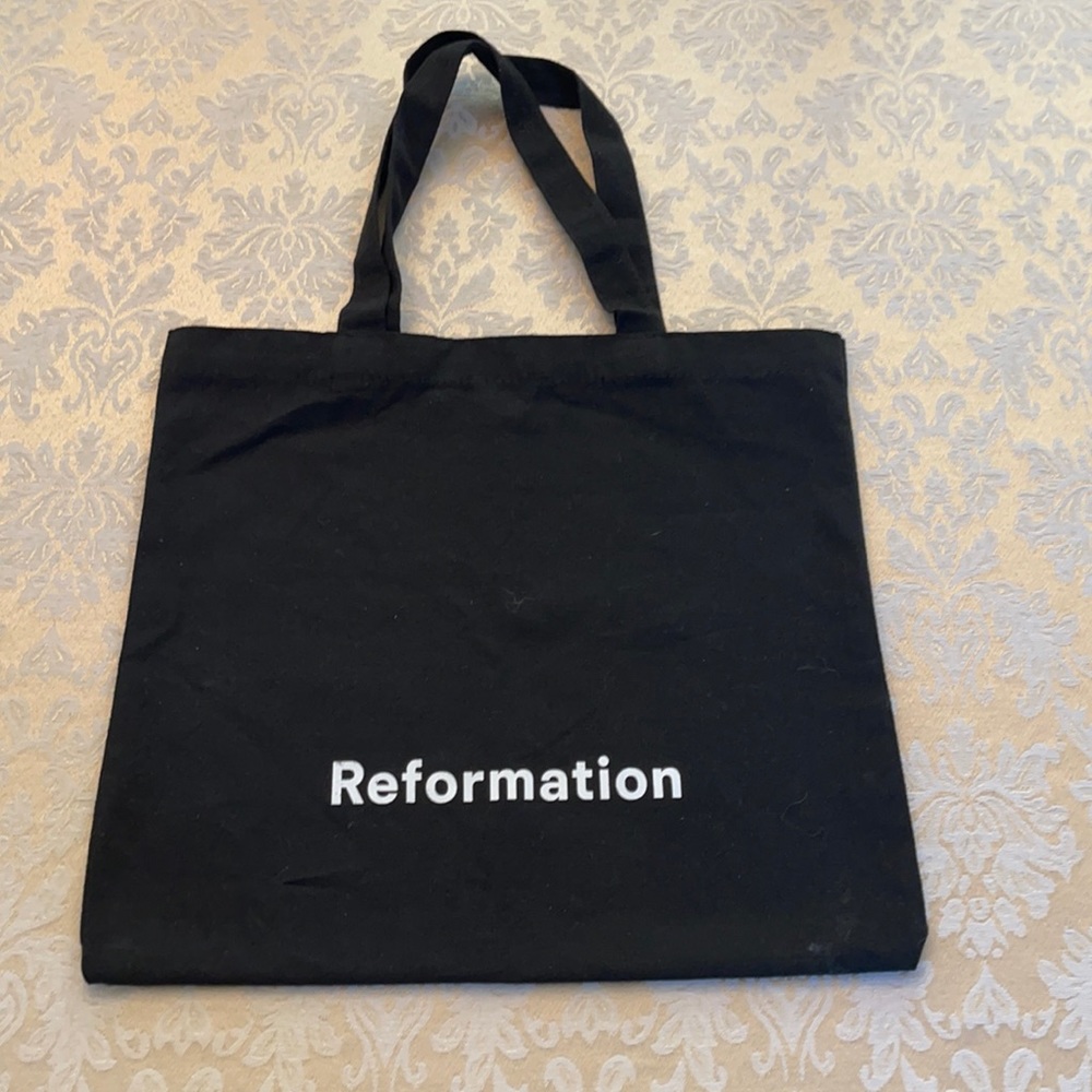 Reformation black canvas tote bag